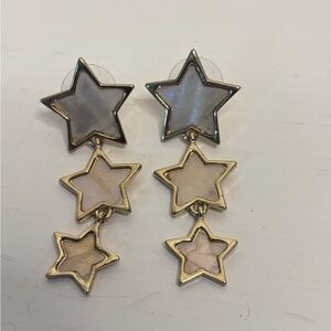 Gold and Mother of Pearl Star Earrings